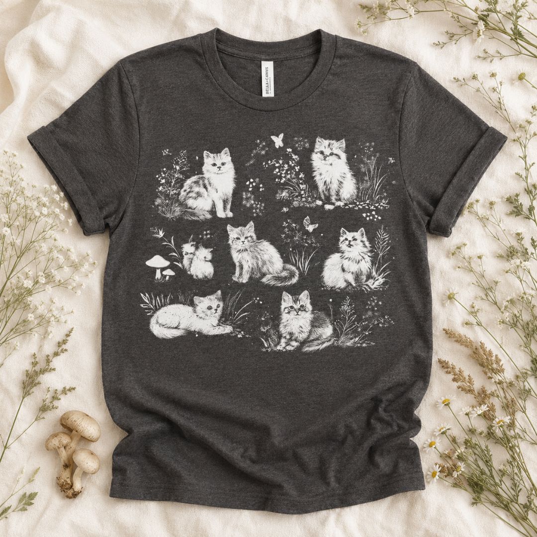 Cottage Cats T-shirt, Garden Cats Shirt