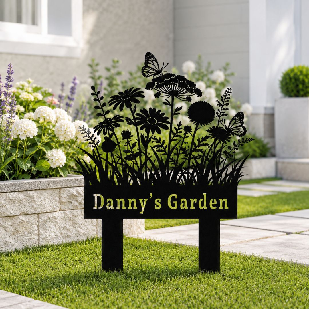 Personalized Wildflower Garden Sign, Custom Garden Name Stake