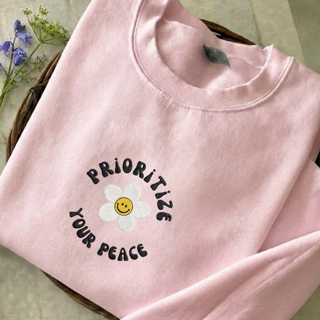 Prioritize Your Peace Embroidered Sweatshirt