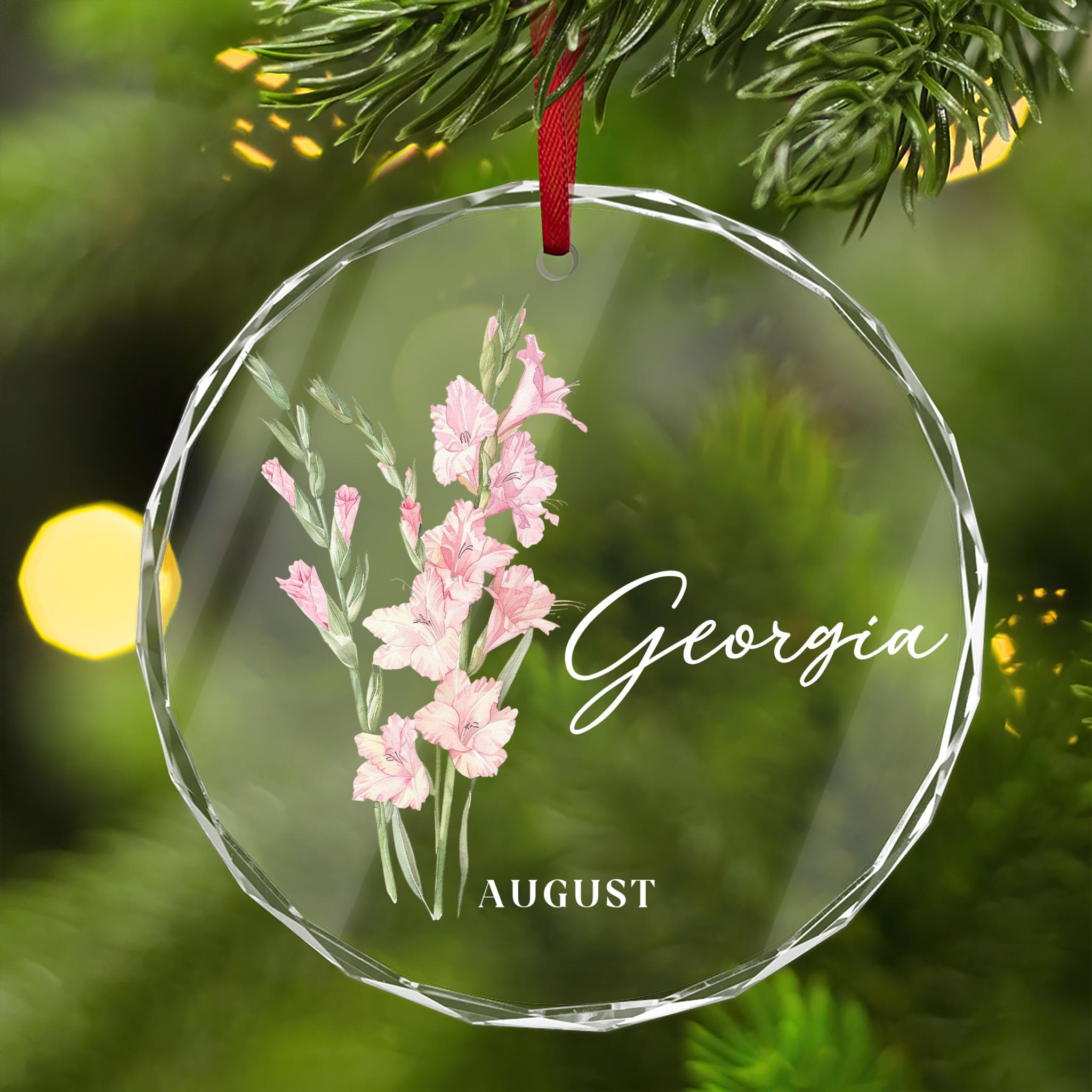 Birth Month Flower Glass Ornament