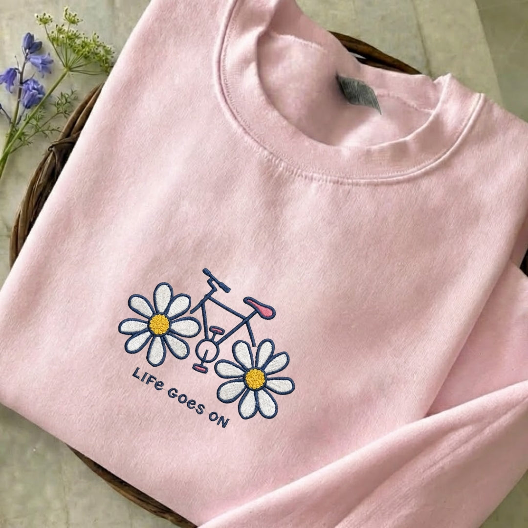 Life Goes On Embroidered Sweatshirt