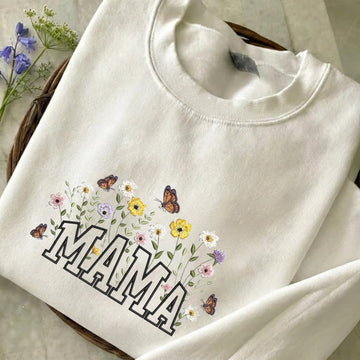 Mama Flowers Embroidered Sweatshirt