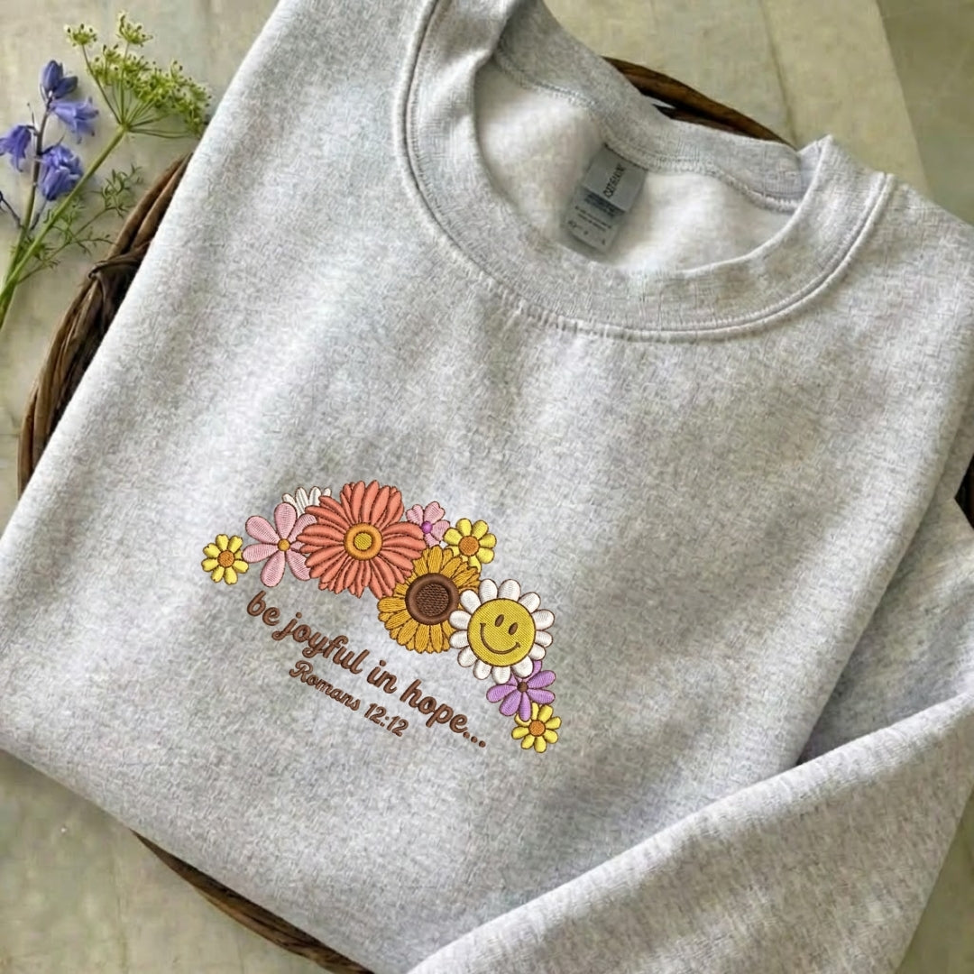 Be Joyful In Hope Embroidered Sweatshirt