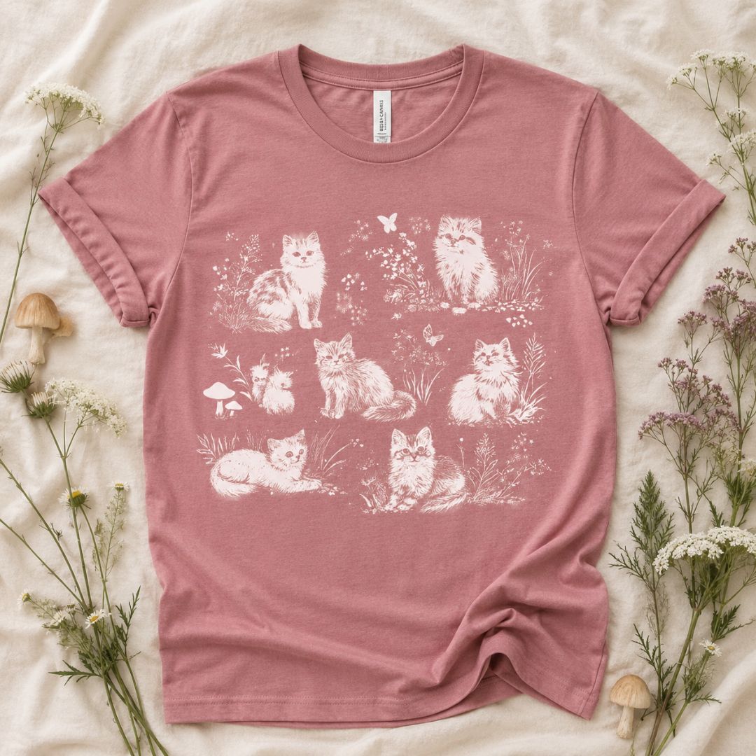 Cottage Cats T-shirt, Garden Cats Shirt
