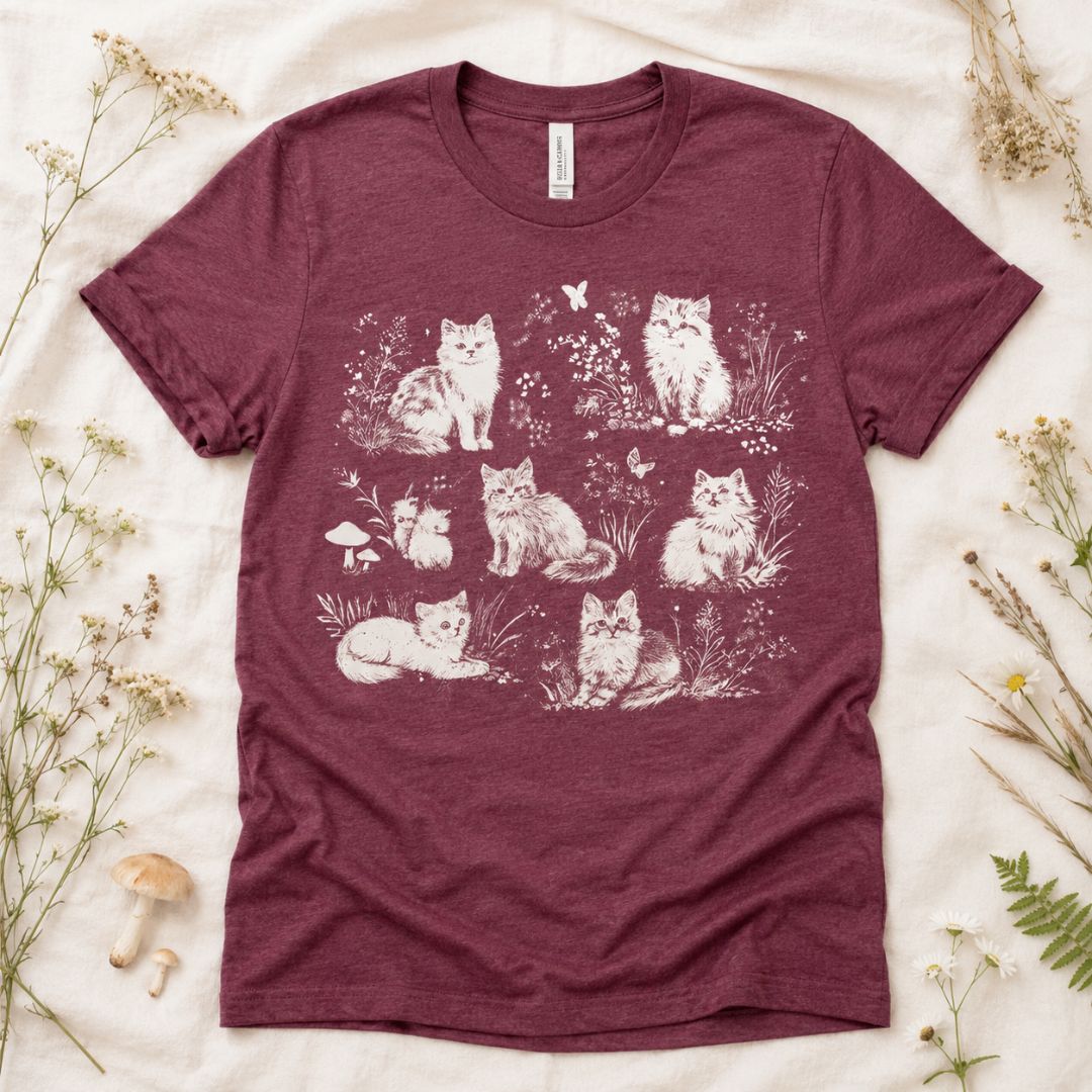 Cottage Cats T-shirt, Garden Cats Shirt