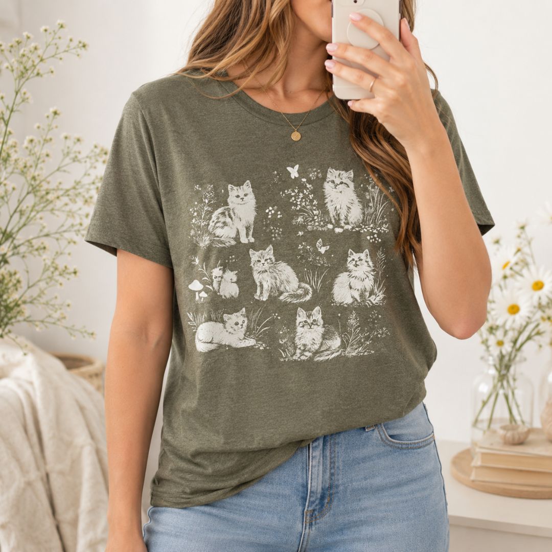 Cottage Cats T-shirt, Garden Cats Shirt