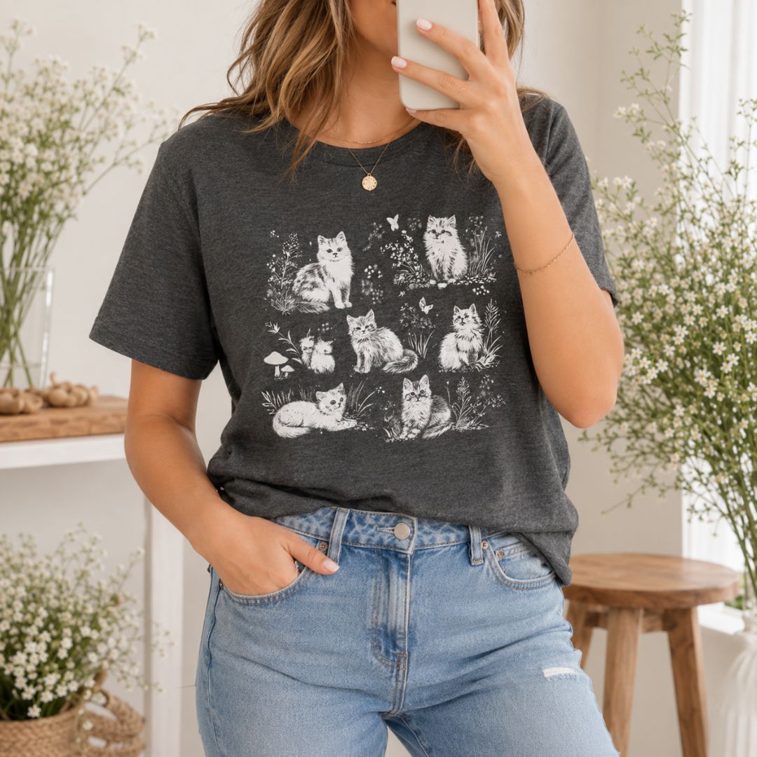 Cottage Cats T-shirt, Garden Cats Shirt