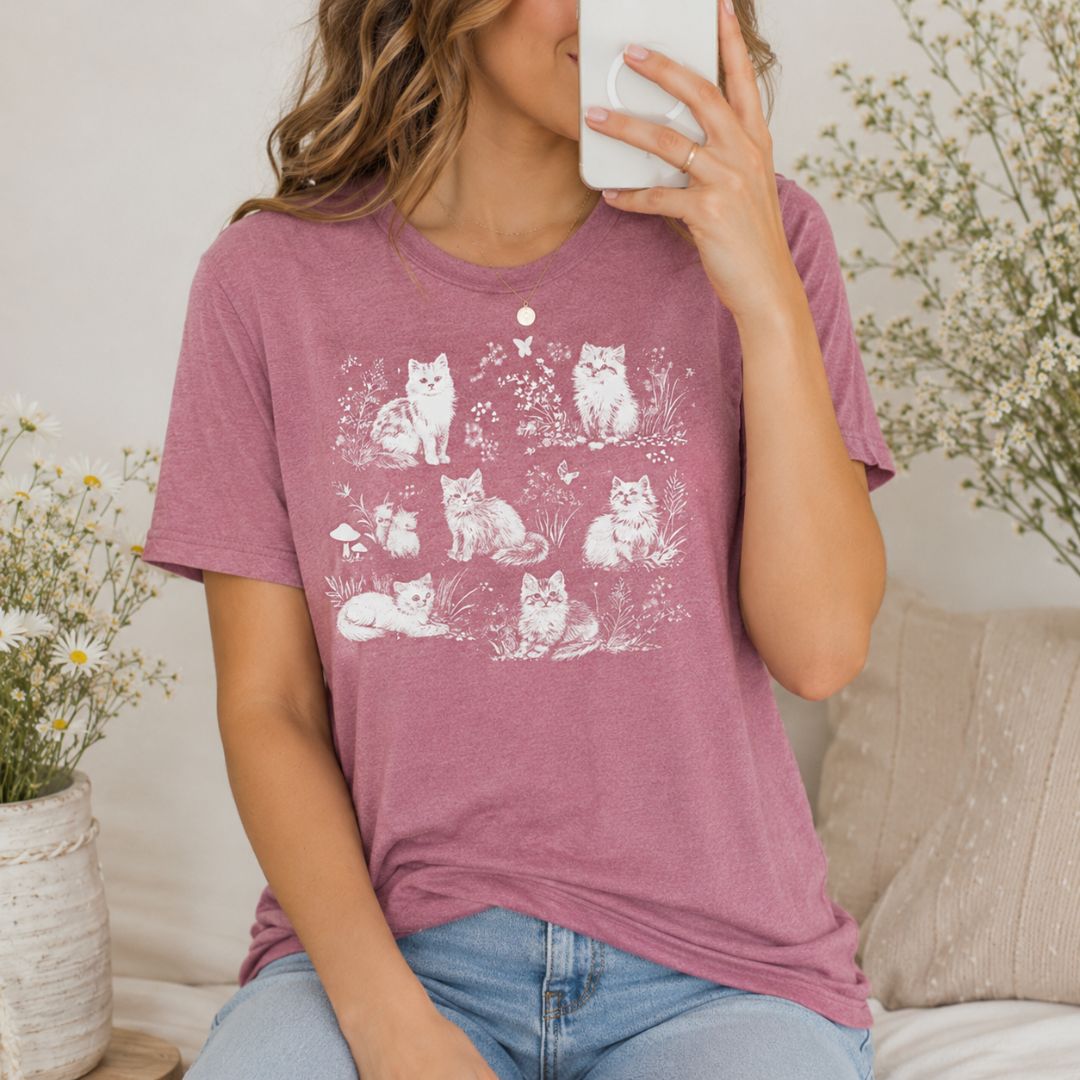 Cottage Cats T-shirt, Garden Cats Shirt