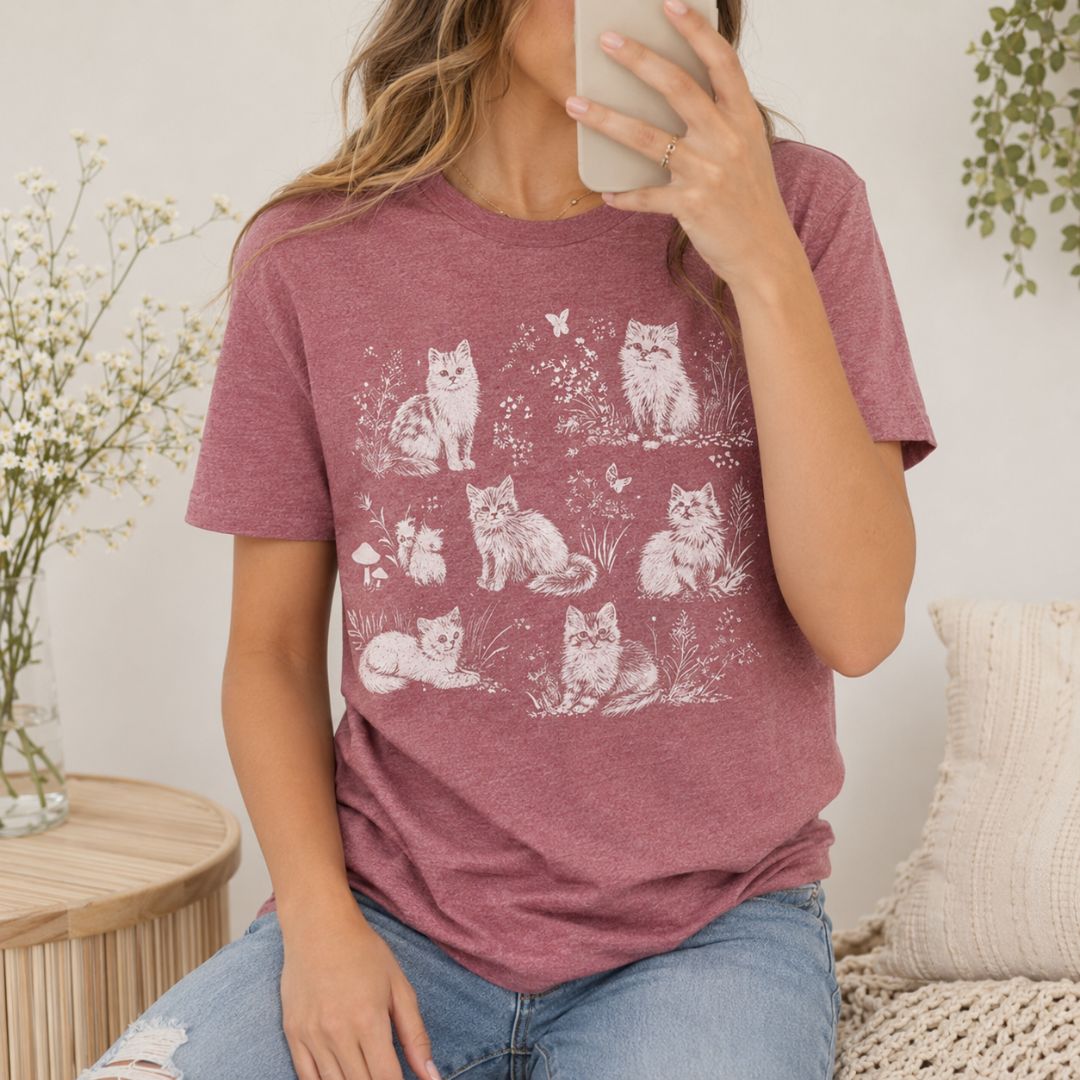 Cottage Cats T-shirt, Garden Cats Shirt