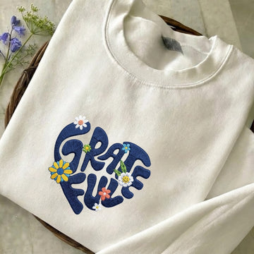 Grateful Flowers Embroidered Sweatshirt