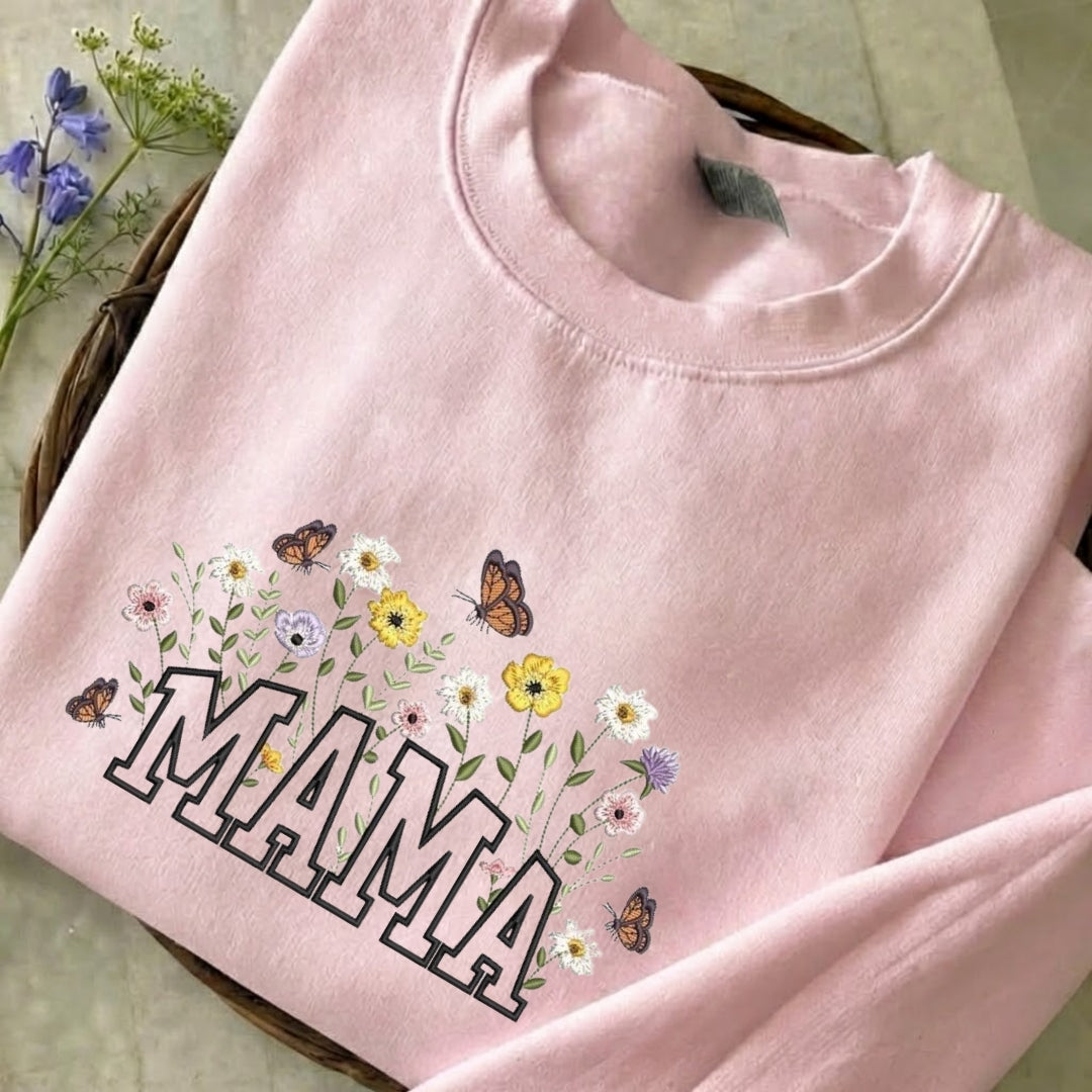 Mama Flowers Embroidered Sweatshirt