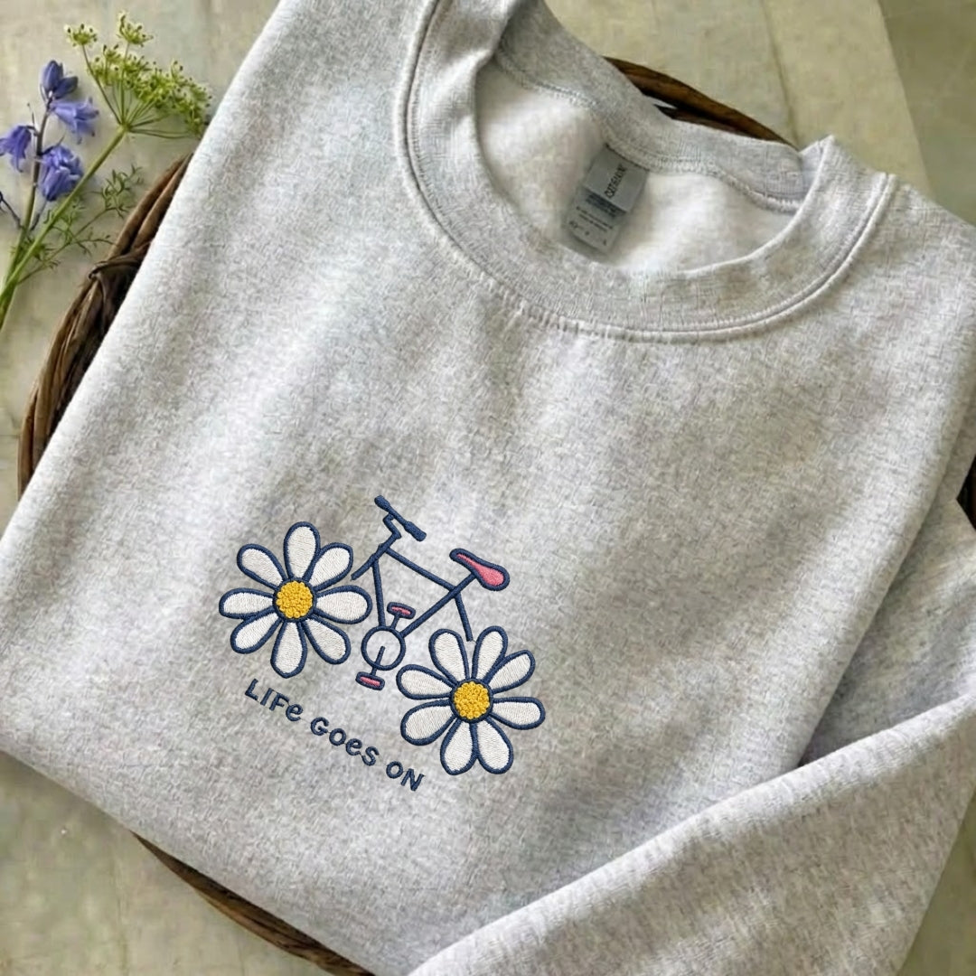 Life Goes On Embroidered Sweatshirt