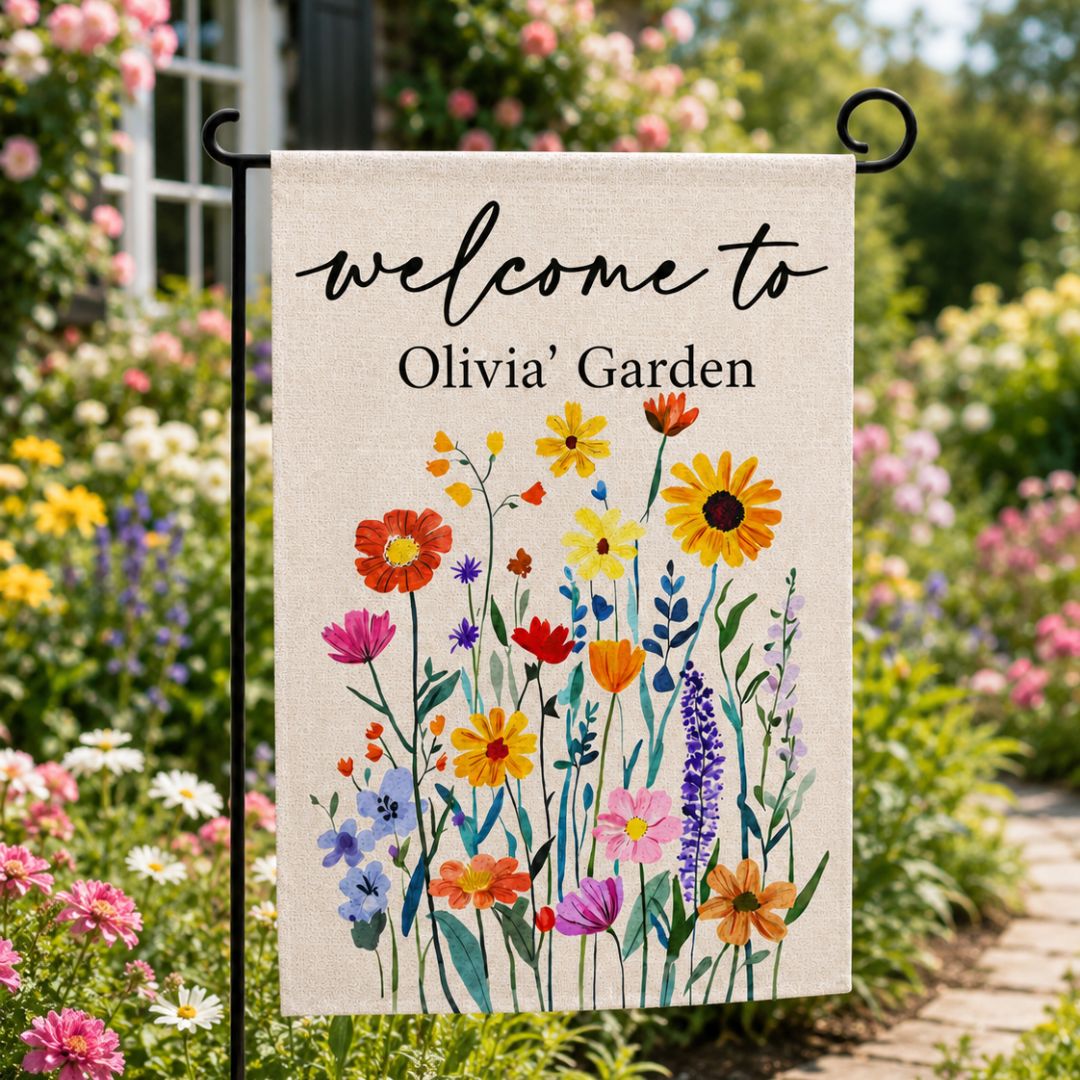 Welcome To Floral Garden Flag, Flowers Summer Outdoor Decor