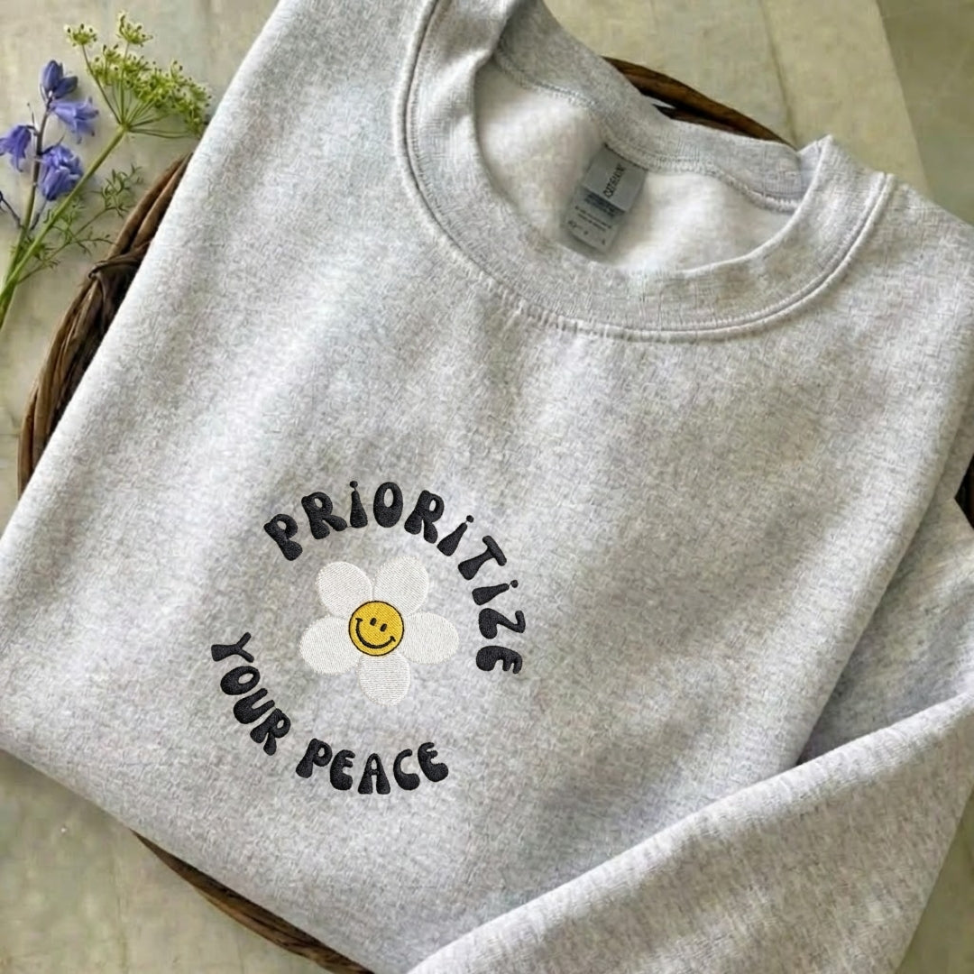 Prioritize Your Peace Embroidered Sweatshirt