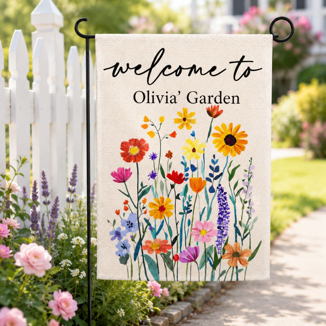 Welcome To Floral Garden Flag, Flowers Summer Outdoor Decor