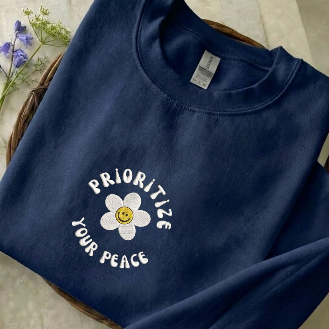 Prioritize Your Peace Embroidered Sweatshirt