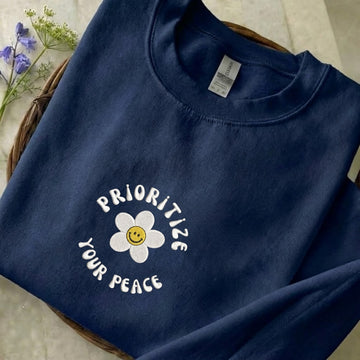 Prioritize Your Peace Embroidered Sweatshirt