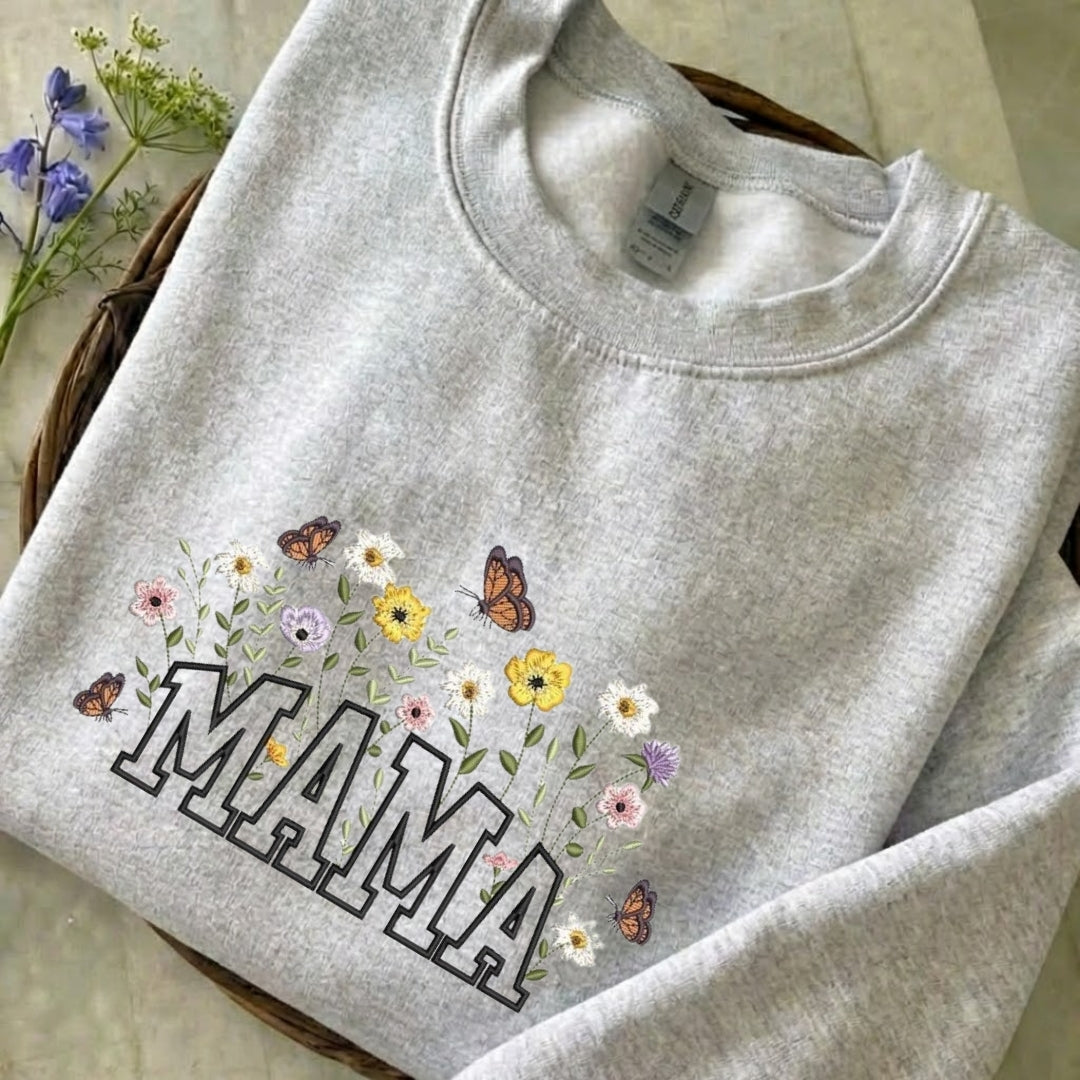 Mama Flowers Embroidered Sweatshirt