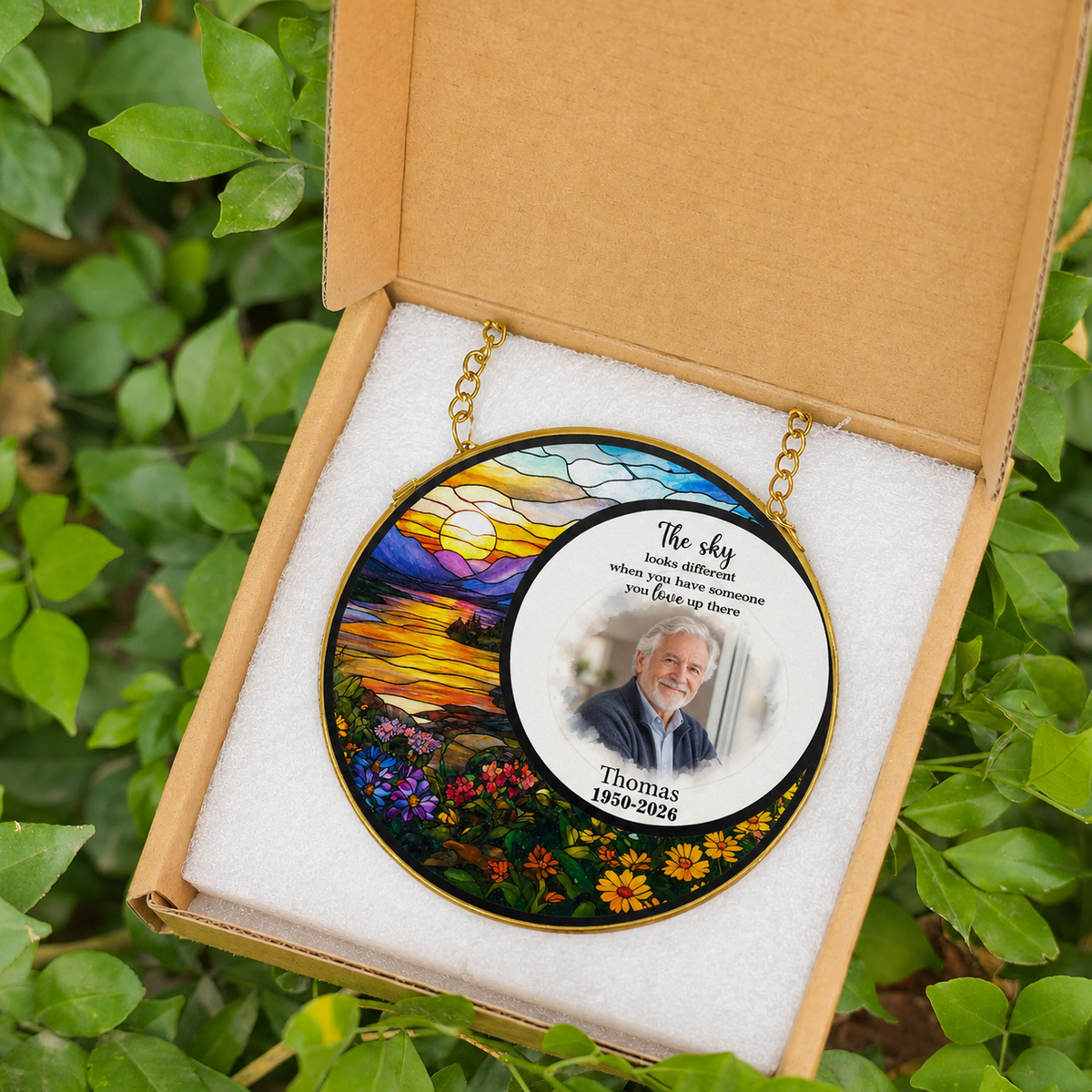 Memorial Suncatcher - Personalized Photo Stained Glass Keepsake