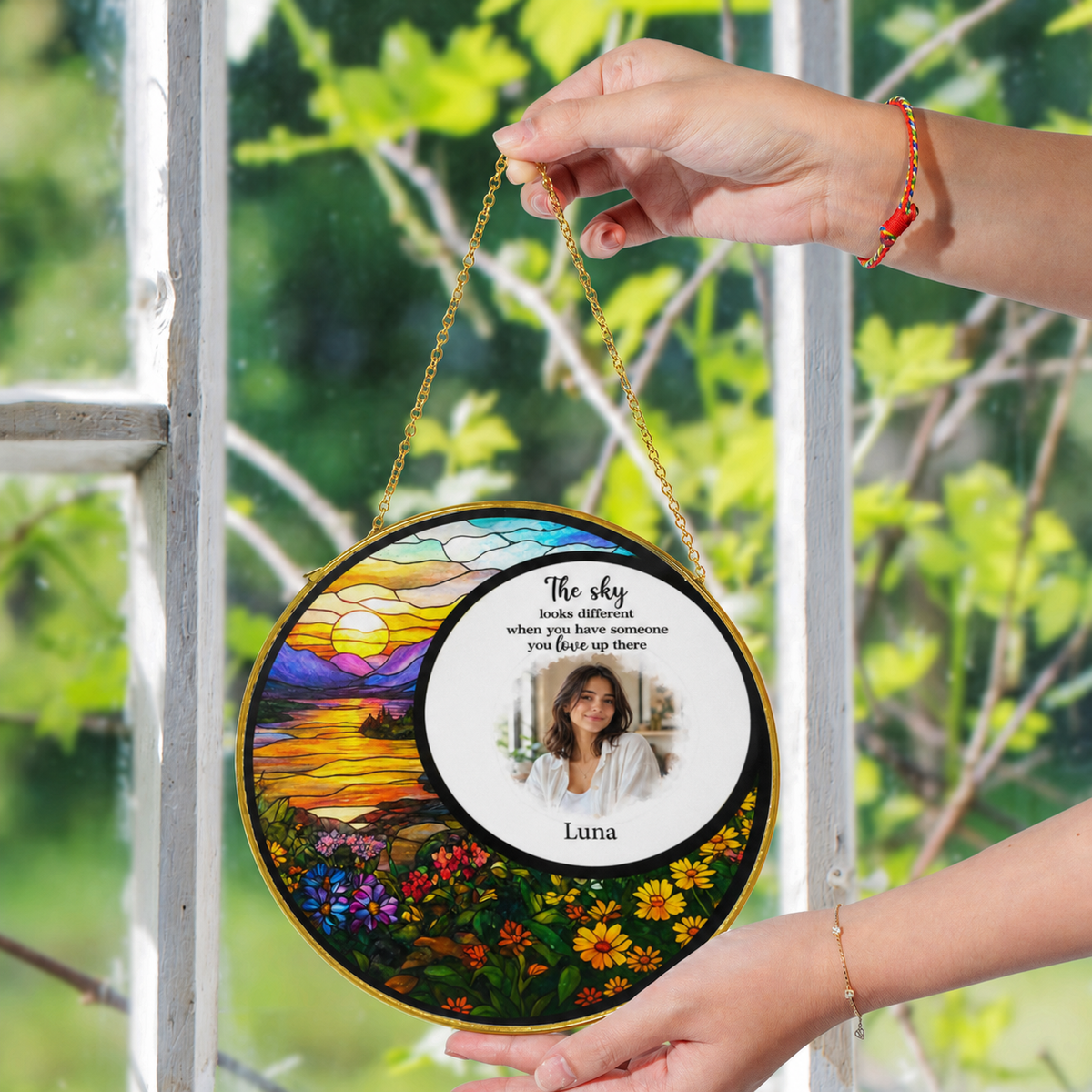 Memorial Suncatcher - Personalized Photo Stained Glass Keepsake