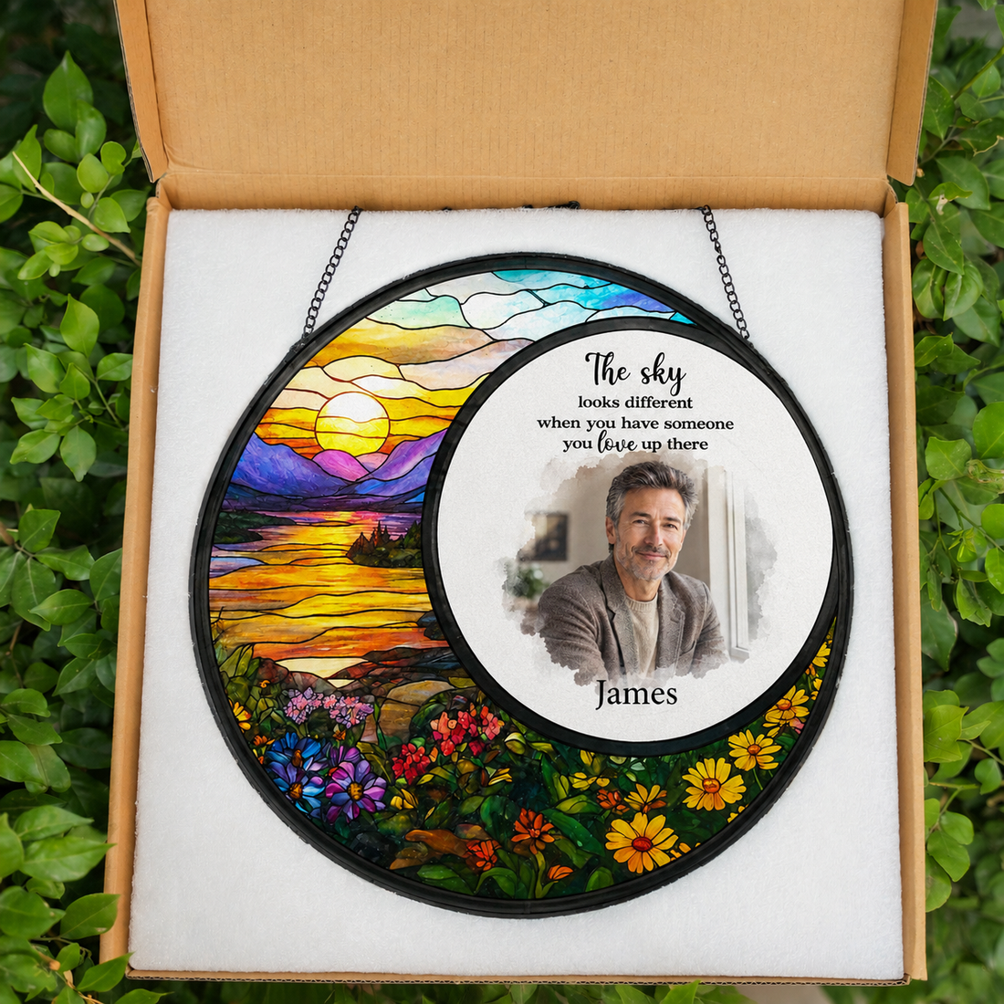 Memorial Suncatcher - Personalized Photo Stained Glass Keepsake