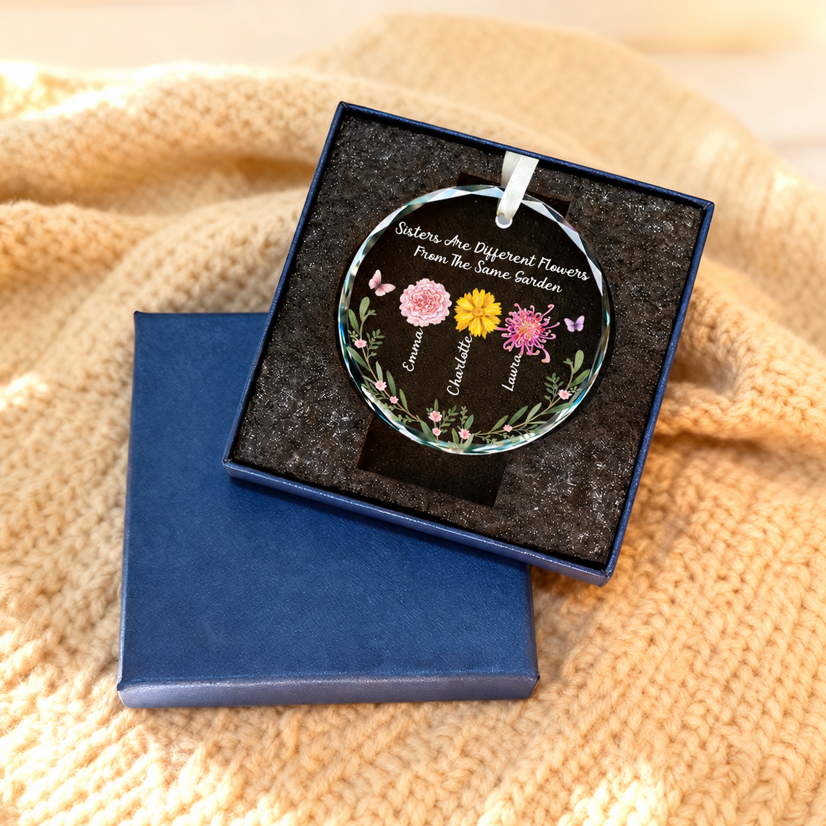 Personalized Sister Birth Flower Ornament | Custom Names & Birth Month Flowers