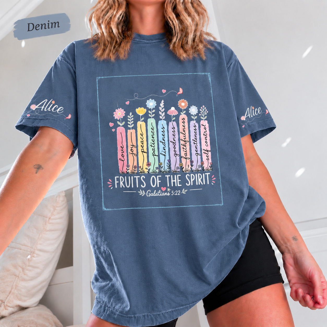 Fruits of the Spirit Tee | Custom Name Sleeve | Comfort Colors 1717