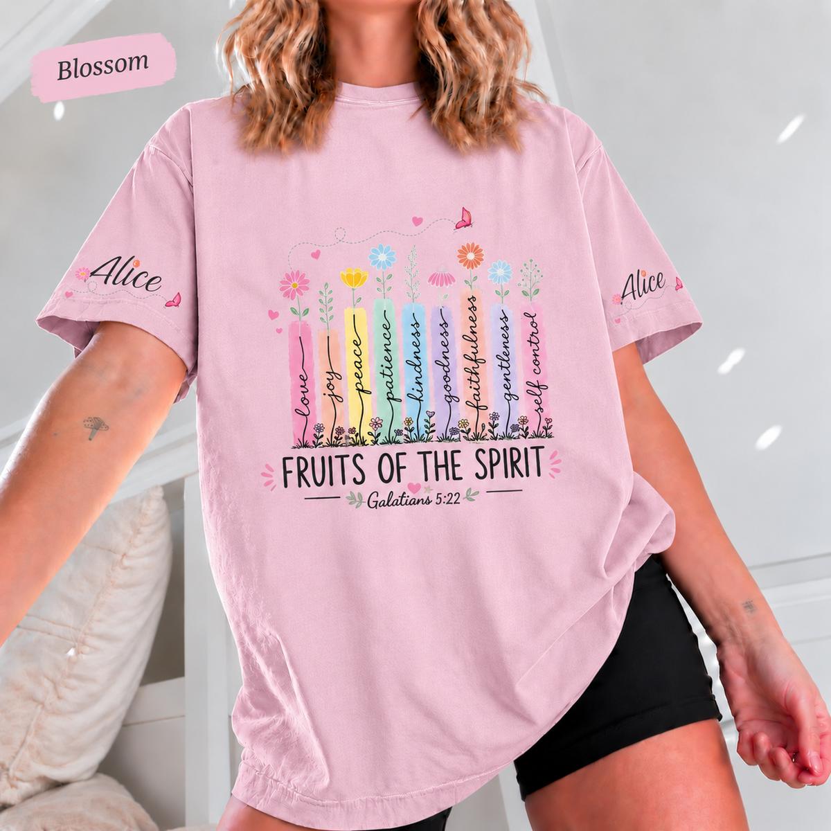 Fruits of the Spirit Tee | Custom Name Sleeve | Comfort Colors 1717