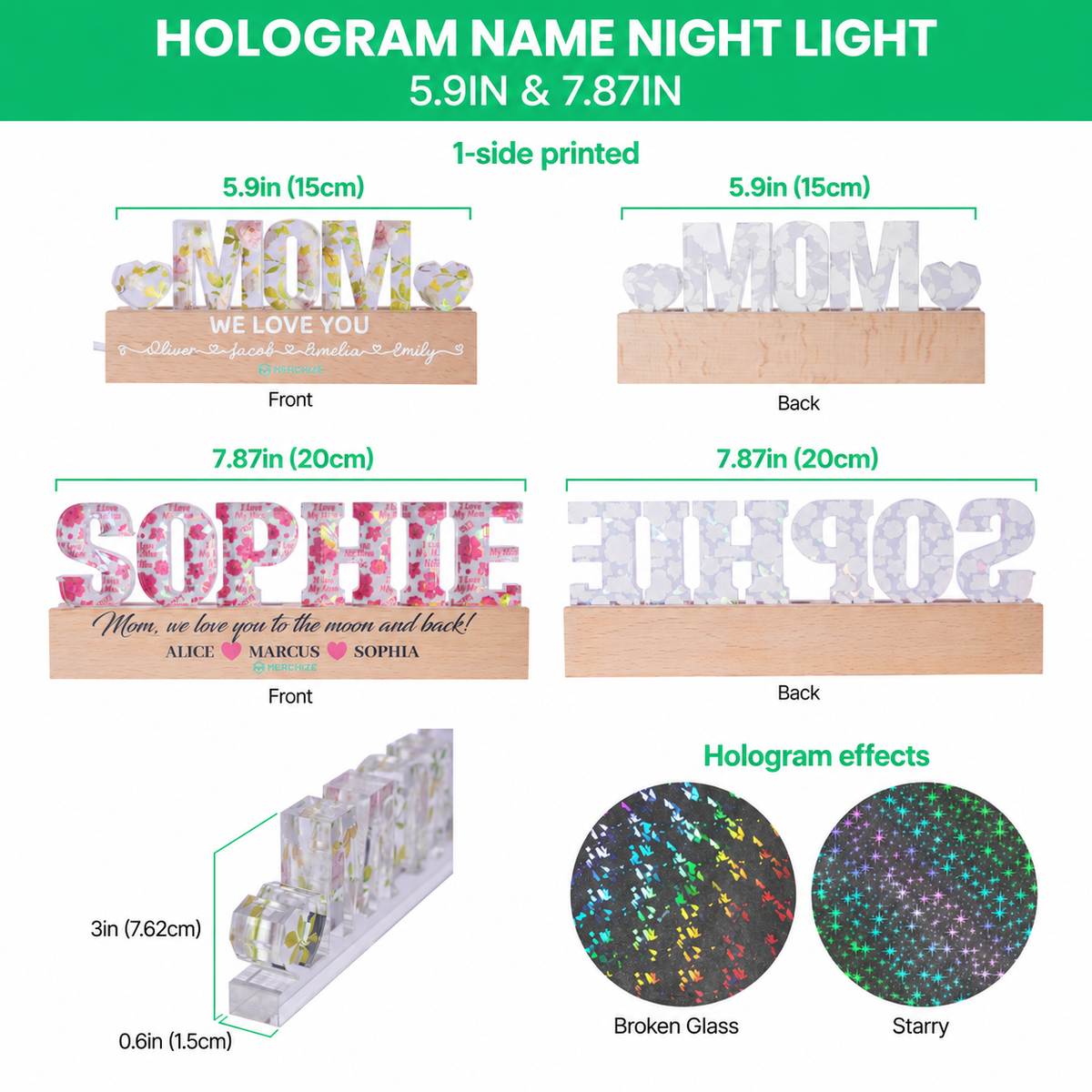 Personalized Flower Resin Name Night Light – Dried Floral LED Lamp, Custom Gift for Her