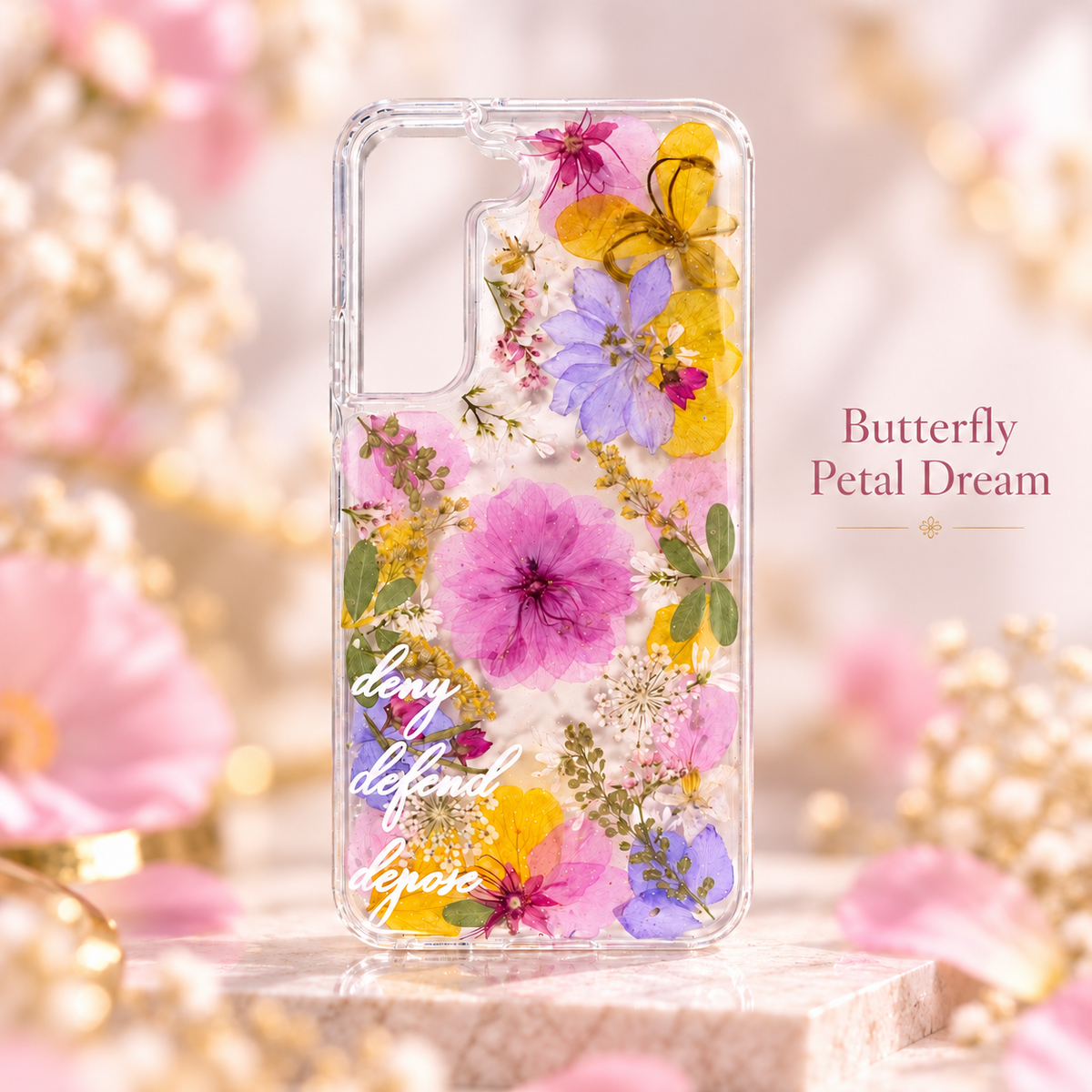 Butterfly Petal Dream clear floral phone case