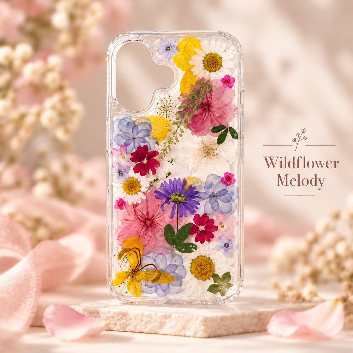 Wildflower Melody clear floral phone case