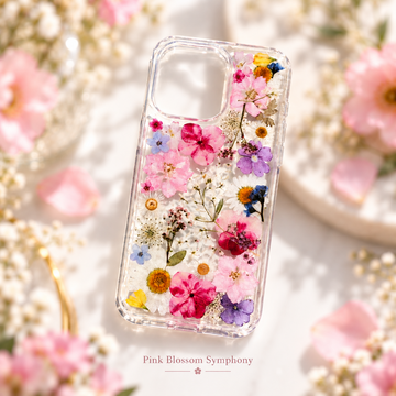 Pink floral clear phone case with botanical design