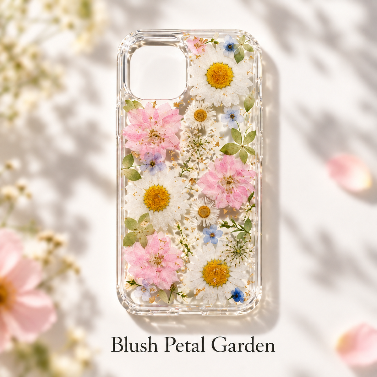 Blush petal garden clear floral phone case