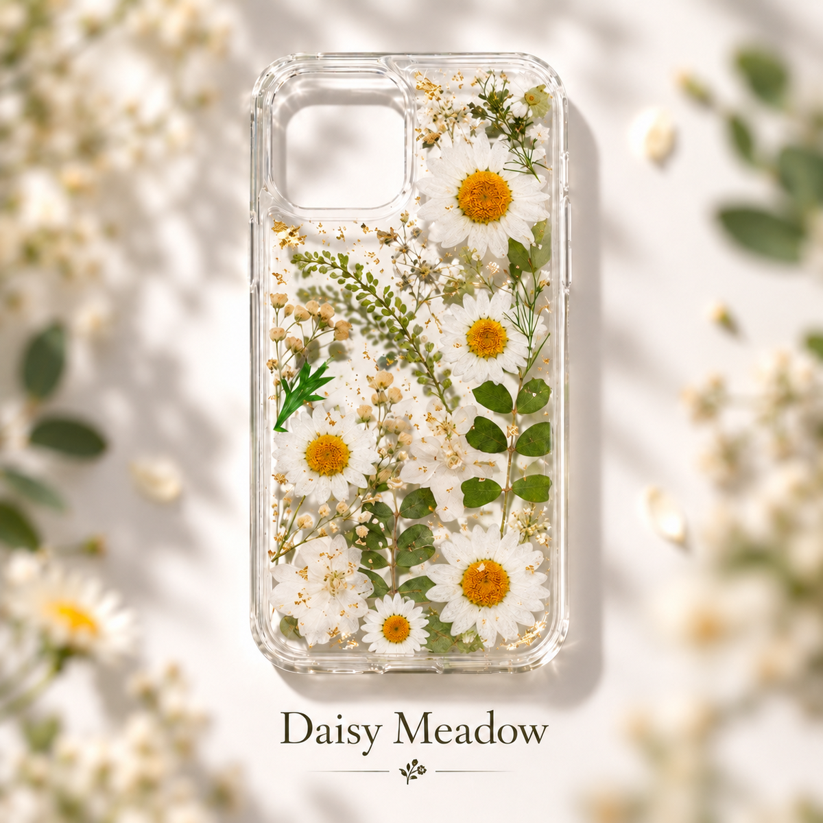 Daisy meadow clear floral phone case