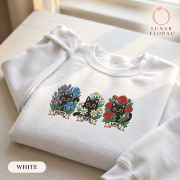 Faith Hope Love Cats Sweatshirt | Embroidered Crewneck