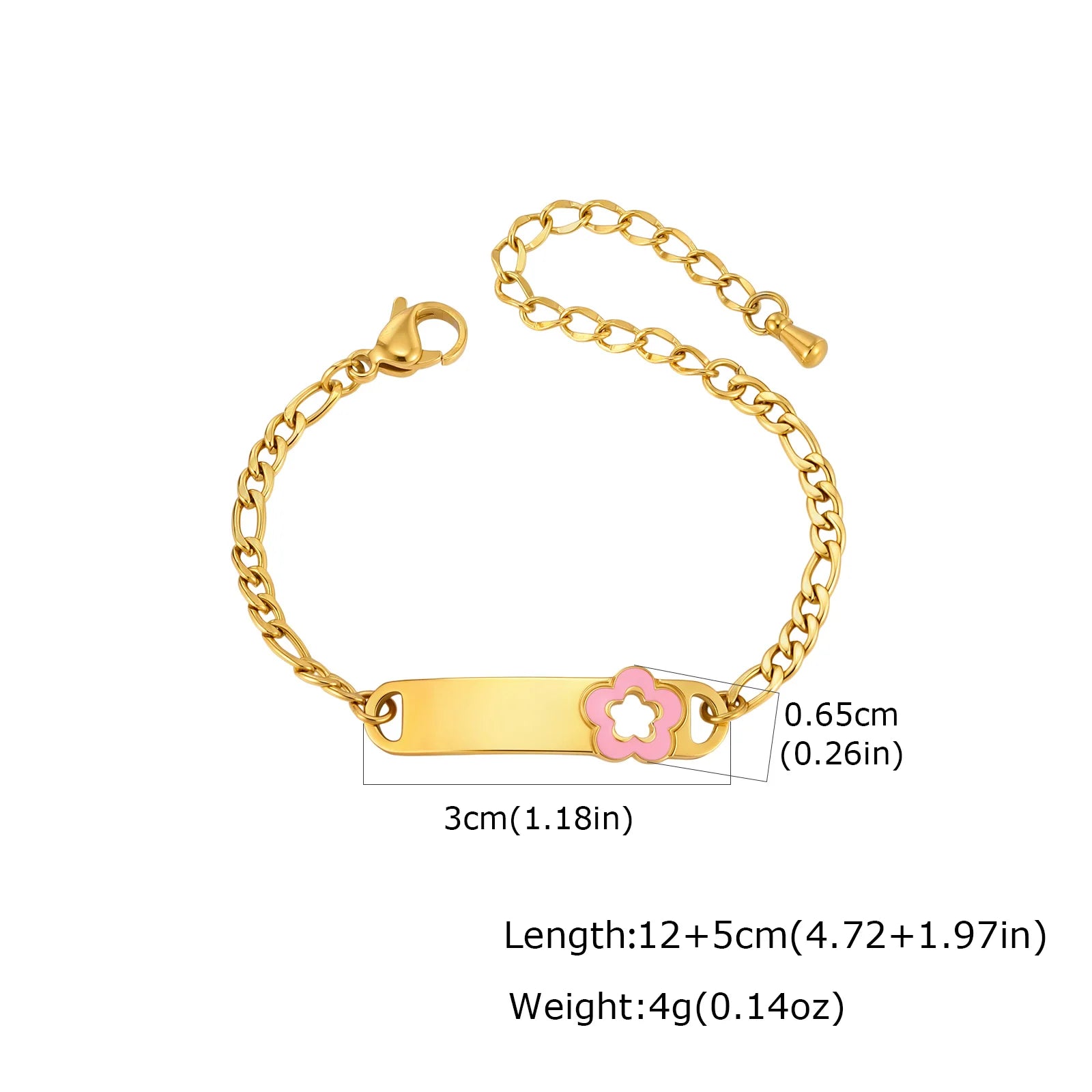 Personalized Baby Name Bracelet | 18K Gold Plated Flower ID Bar Bracelet for Kids | Waterproof Tarnish-Free Gift