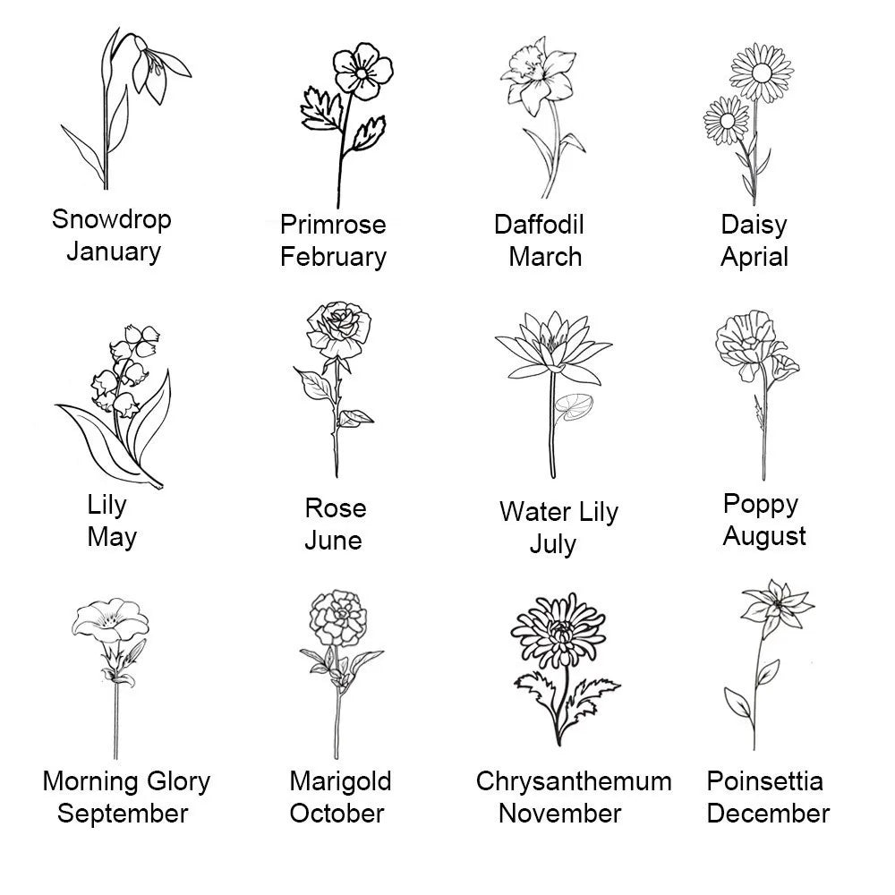 Personalized Flower Birth Month Name Ring