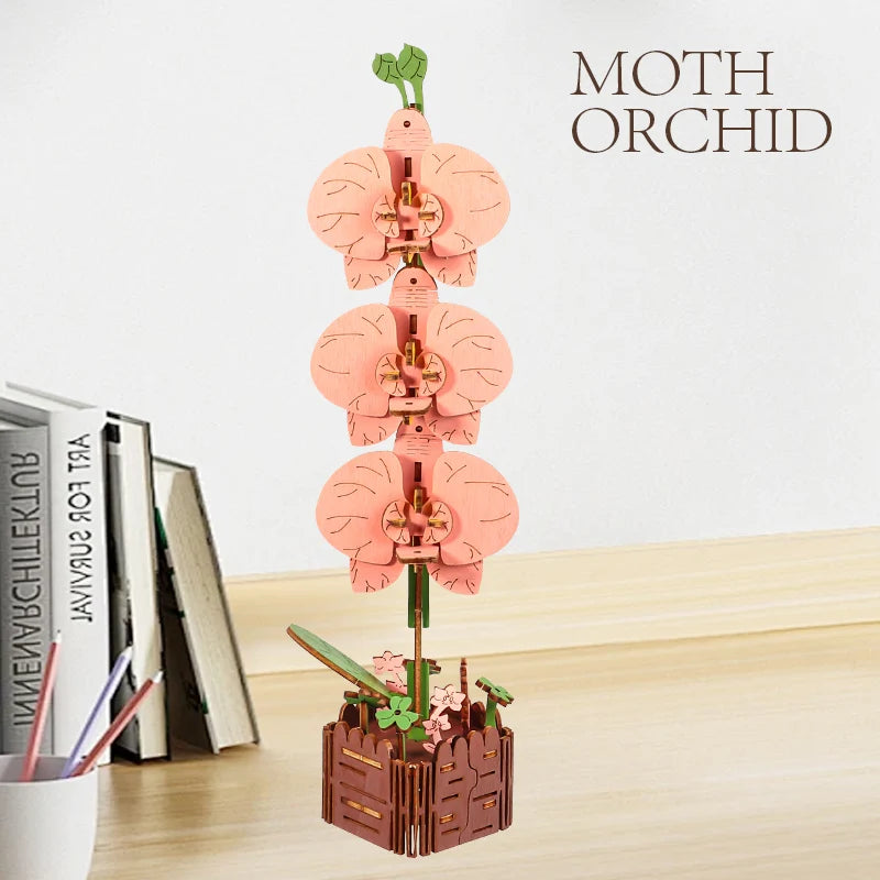 3D Woodcraft Hand-Held Flower Set Vase – DIY Puzzle Craft Kit, Home Decor Gift