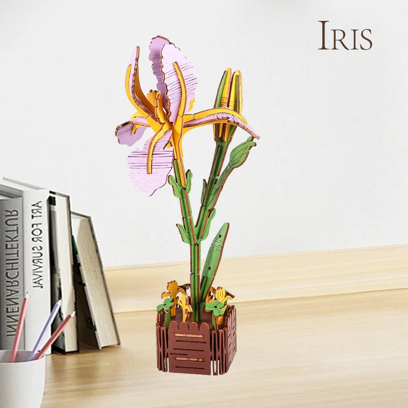 3D Woodcraft Hand-Held Flower Set Vase – DIY Puzzle Craft Kit, Home Decor Gift