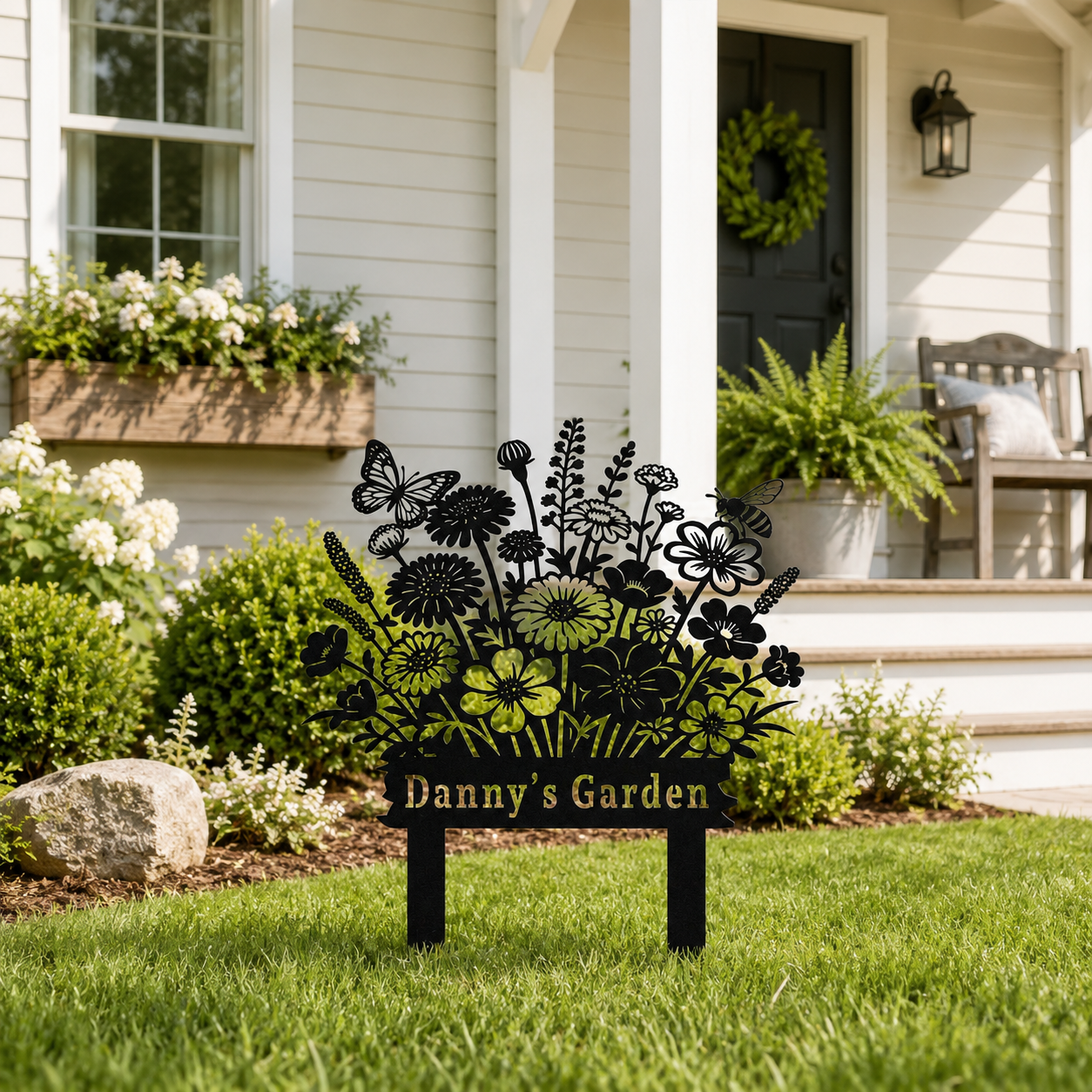 Personalized Wildflower Garden Sign, Custom Garden Name Stake