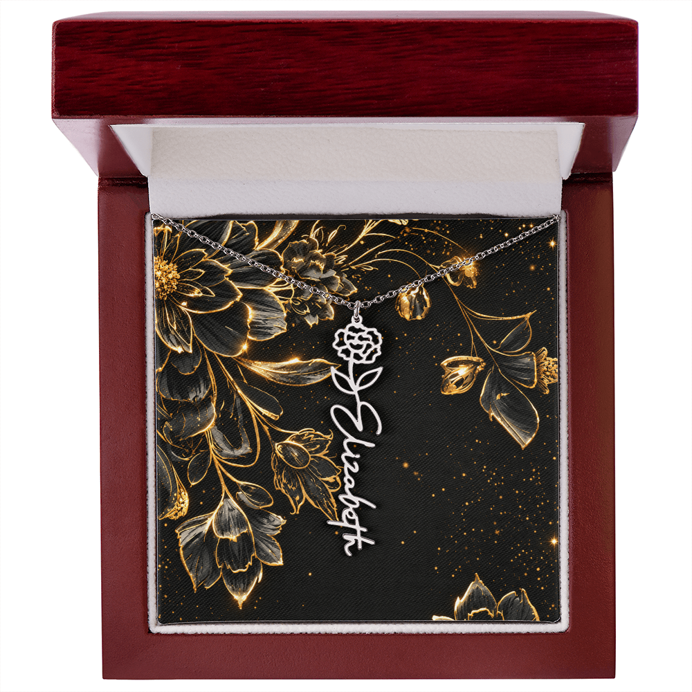 Personalized Birth Flower Name Necklace | Custom Floral Gifts