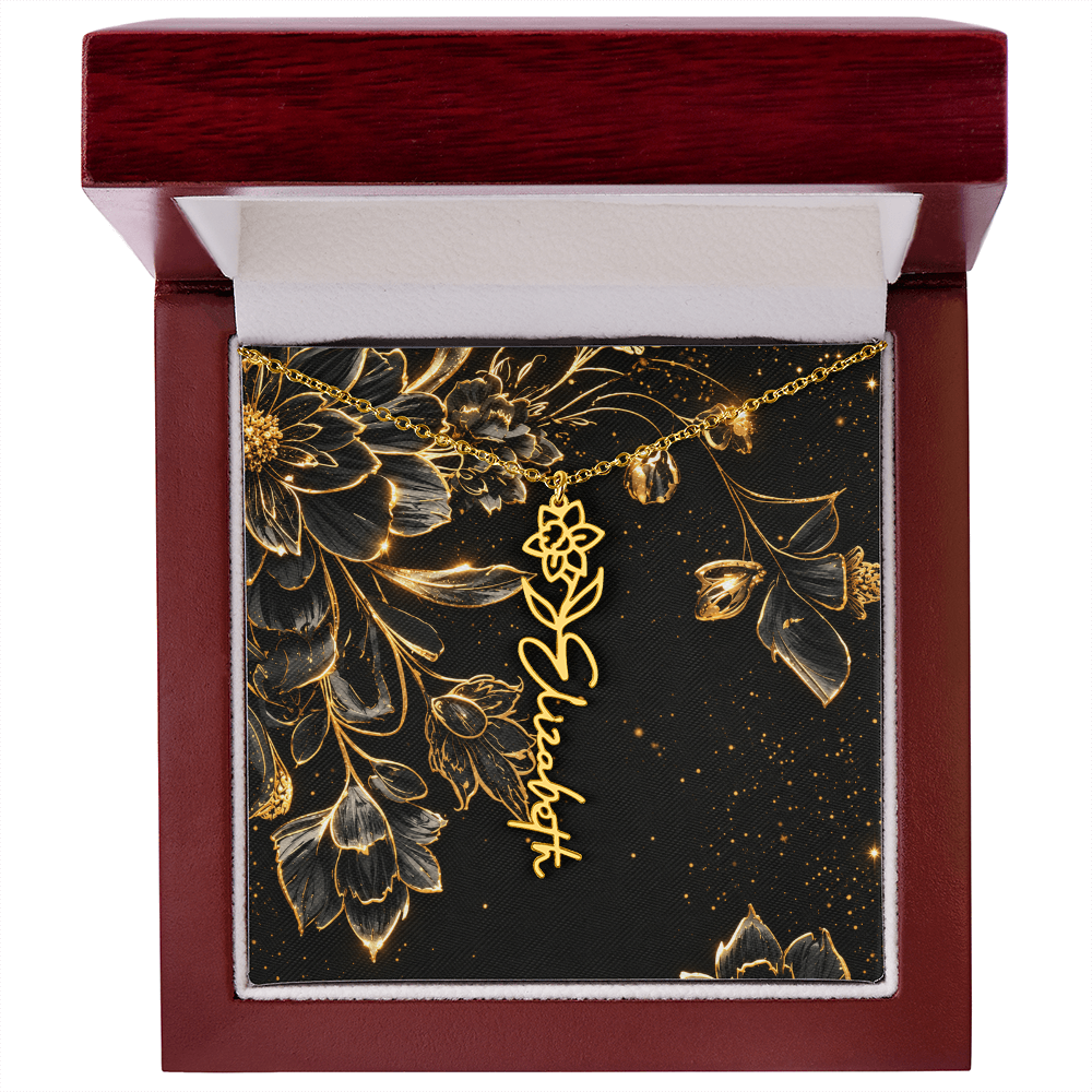 Personalized Birth Flower Name Necklace | Custom Floral Gifts