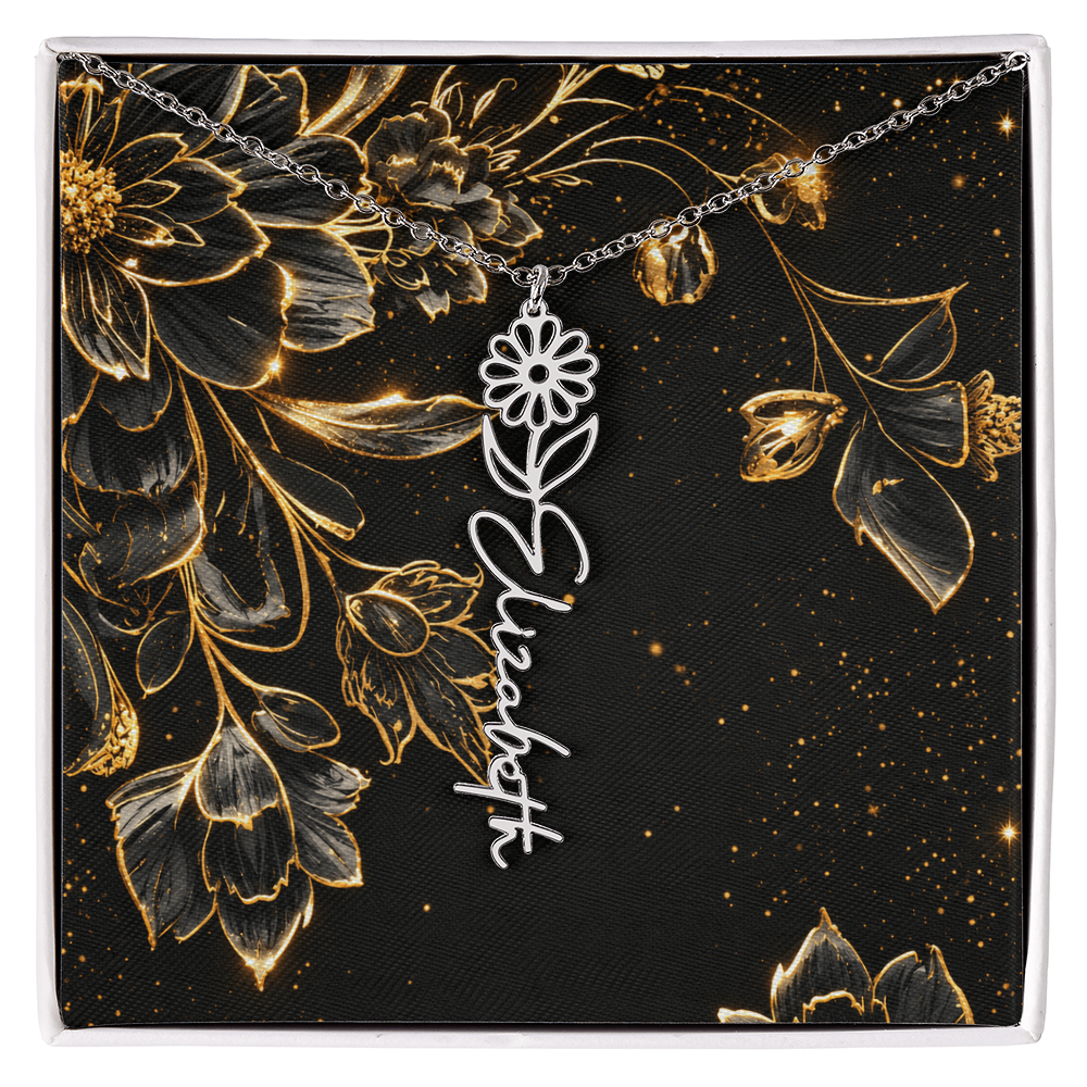 Personalized Birth Flower Name Necklace | Custom Floral Gifts