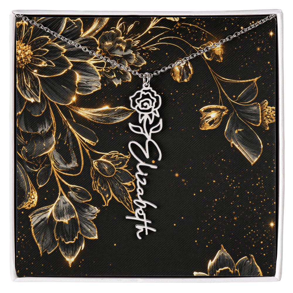 Personalized Birth Flower Name Necklace | Custom Floral Gifts