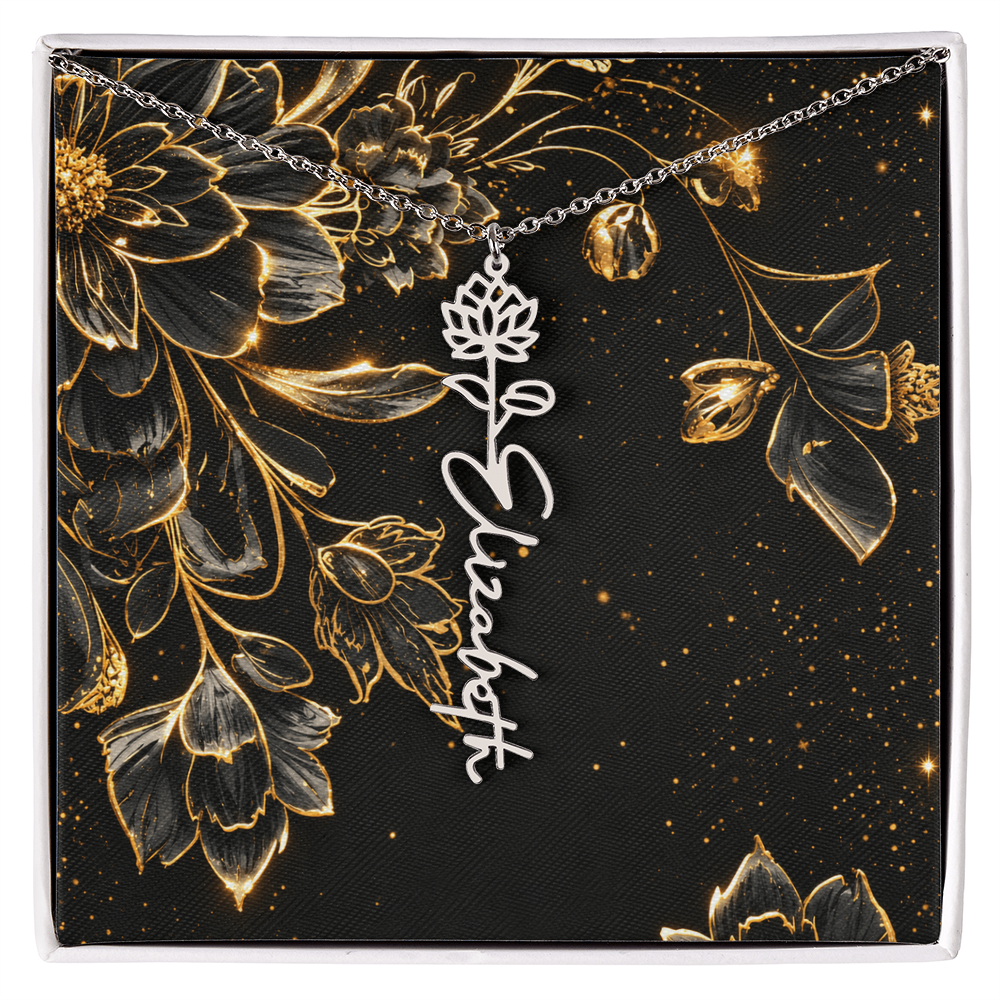 Personalized Birth Flower Name Necklace | Custom Floral Gifts