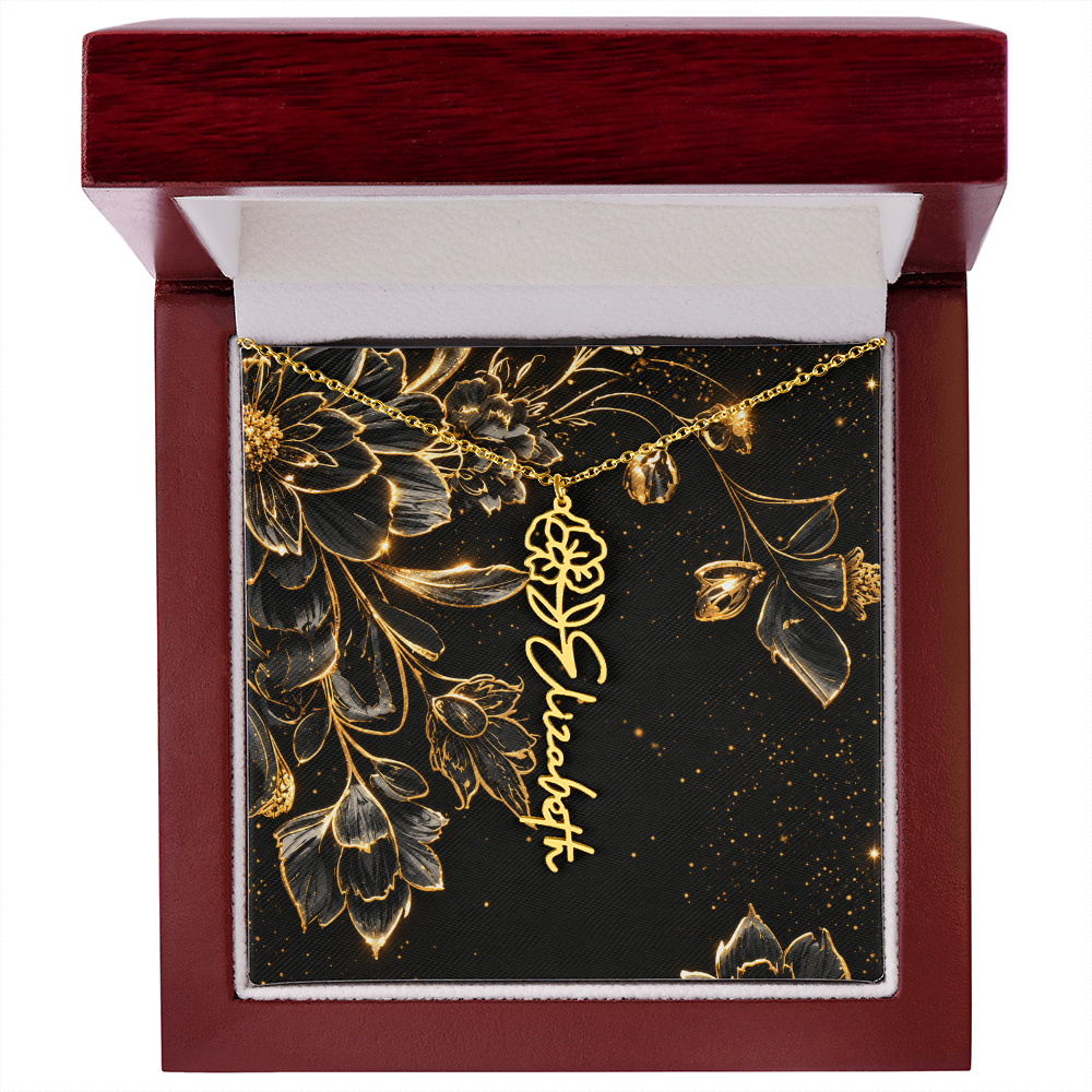 Personalized Birth Flower Name Necklace | Custom Floral Gifts