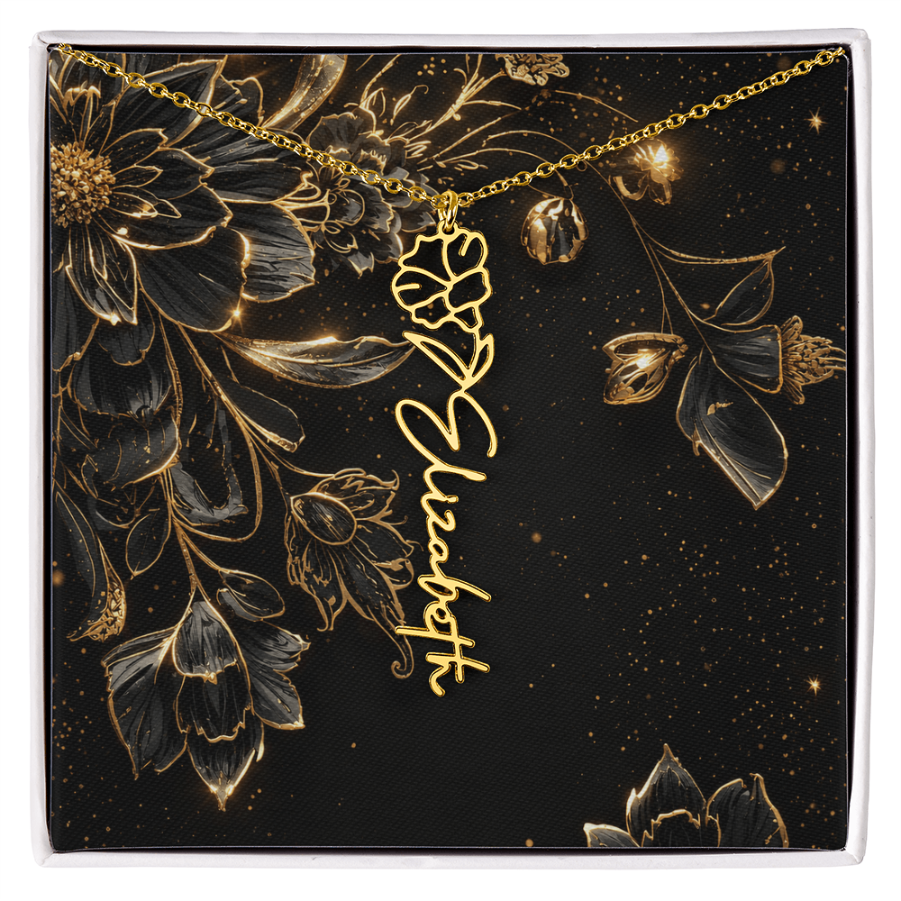Personalized Birth Flower Name Necklace | Custom Floral Gifts - FREE STANDARD BOX
