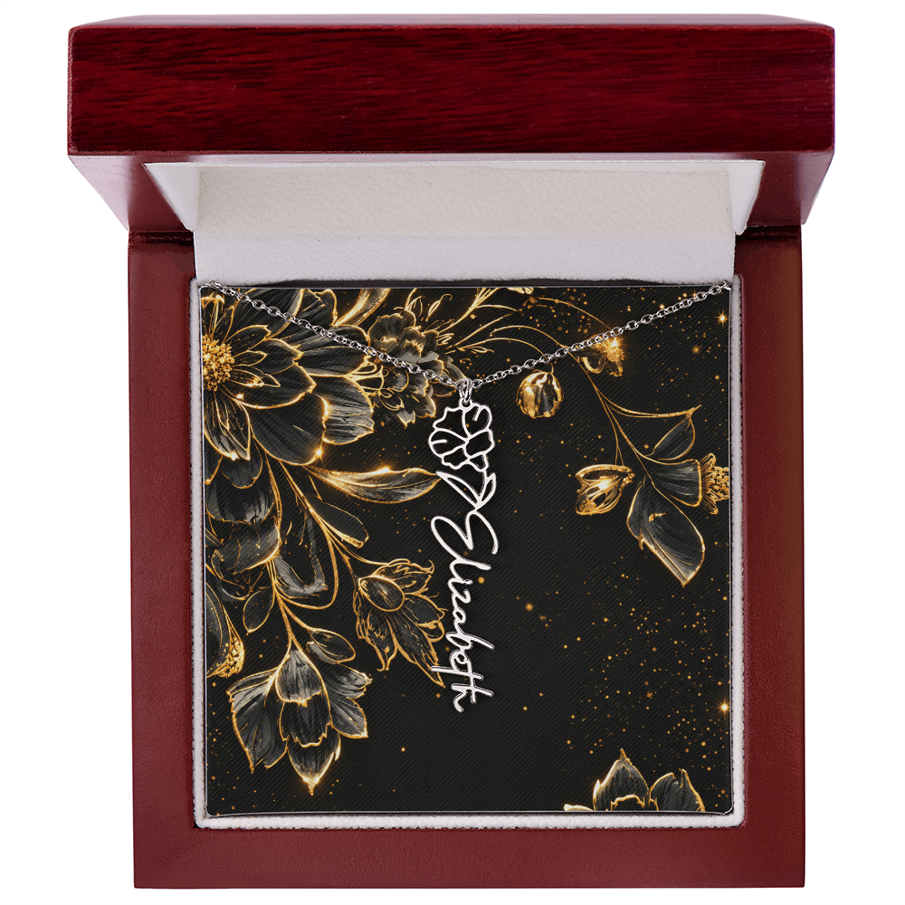 Personalized Birth Flower Name Necklace | Custom Floral Gifts