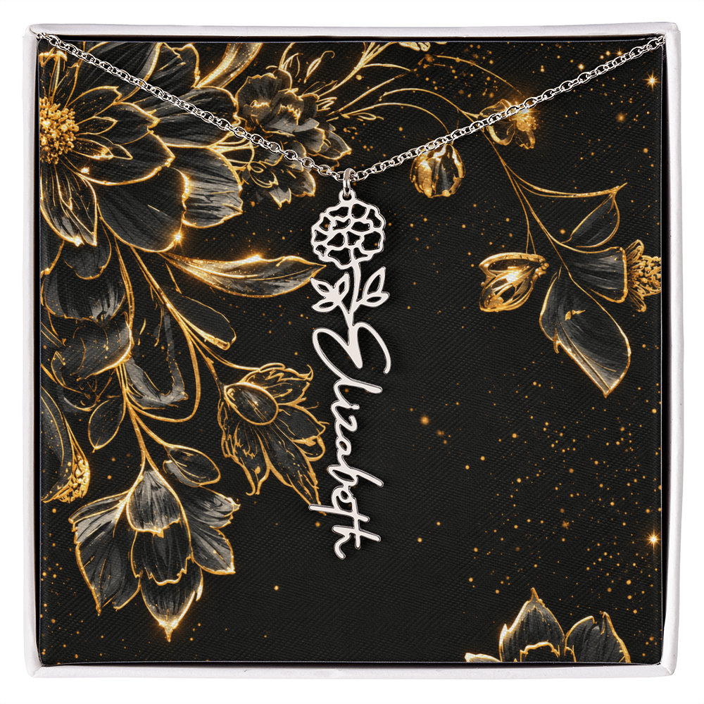 Personalized Birth Flower Name Necklace | Custom Floral Gifts