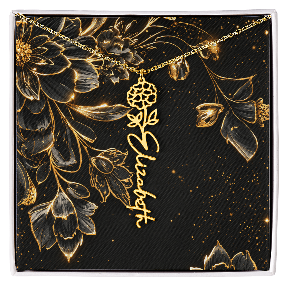 Personalized Birth Flower Name Necklace | Custom Floral Gifts